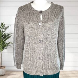 Alice + Olivia Bergdorf Goodman Wool Blend Cardigan Sweater Button Front Taupe L